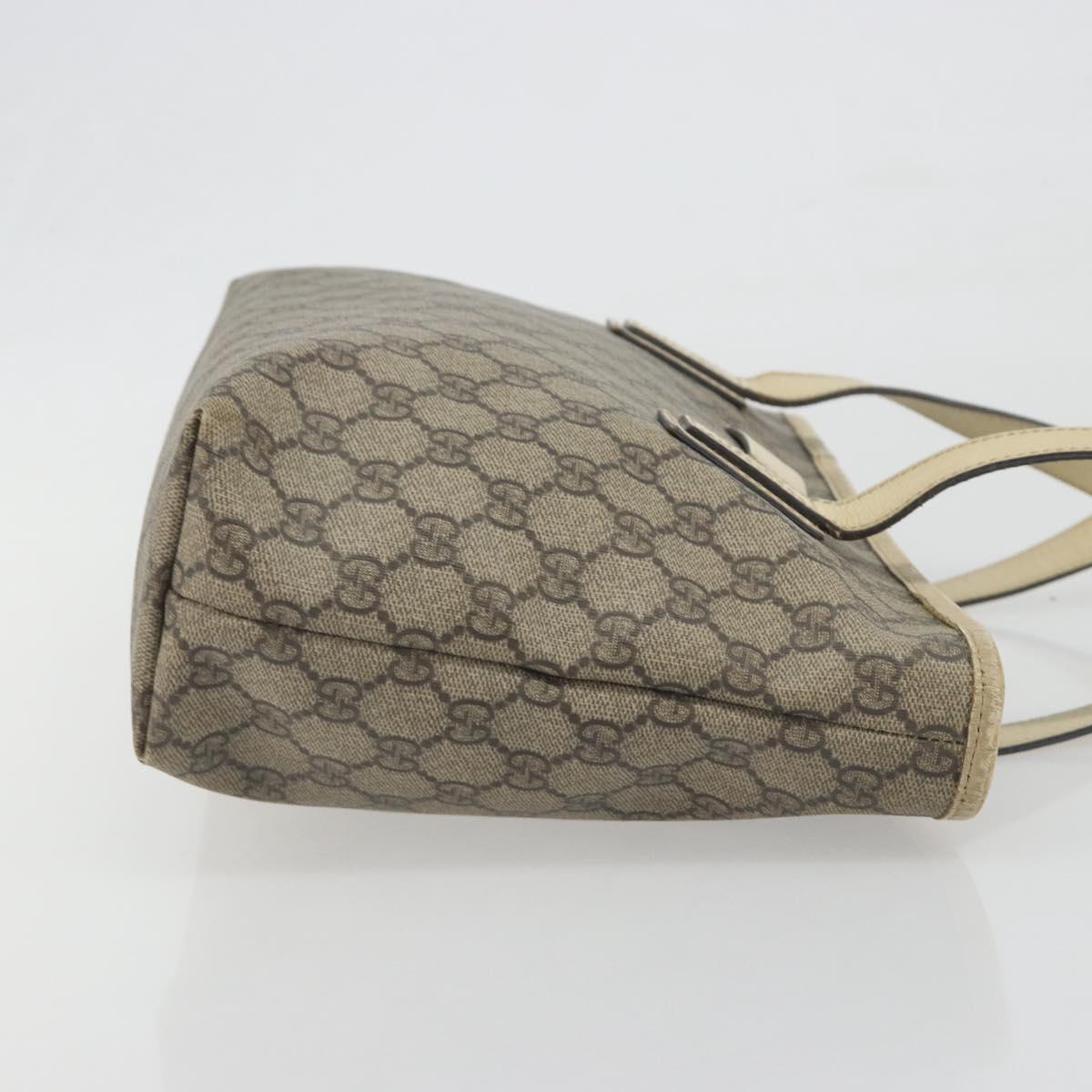 GUCCI GG Supreme Tote Bag PVC Beige Silver 211138 Auth mr2860