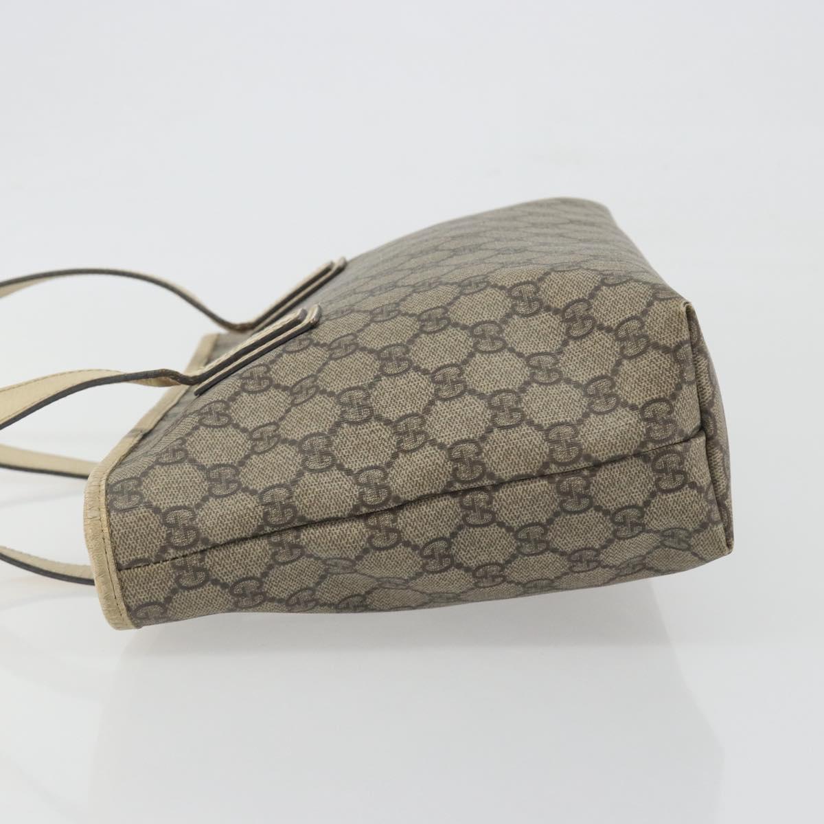 GUCCI GG Supreme Tote Bag PVC Beige Silver 211138 Auth mr2860
