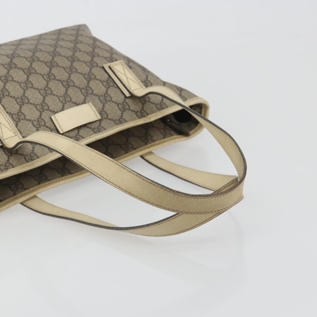 GUCCI GG Supreme Tote Bag PVC Beige Silver 211138 Auth mr2860