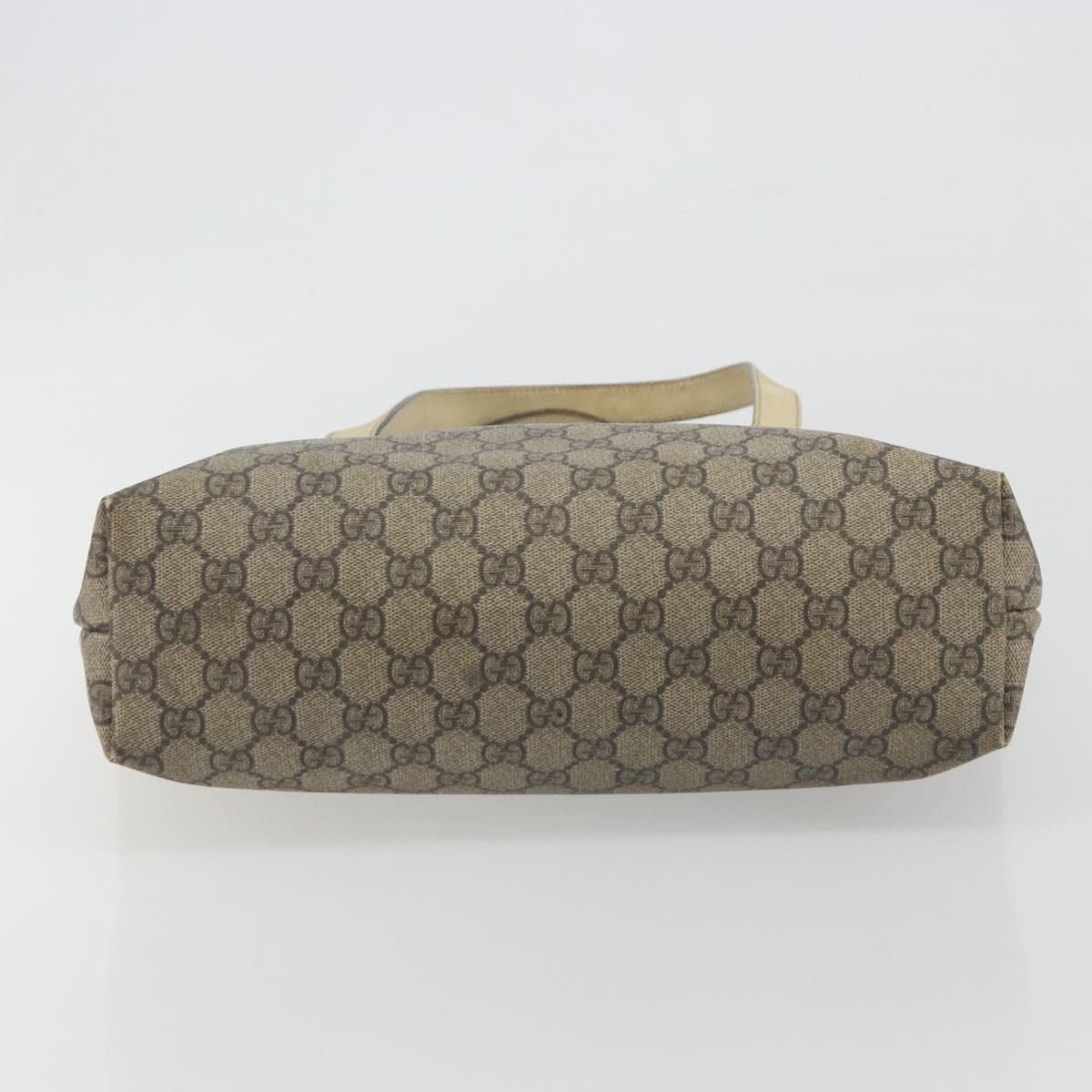 GUCCI GG Supreme Tote Bag PVC Beige Silver 211138 Auth mr2860