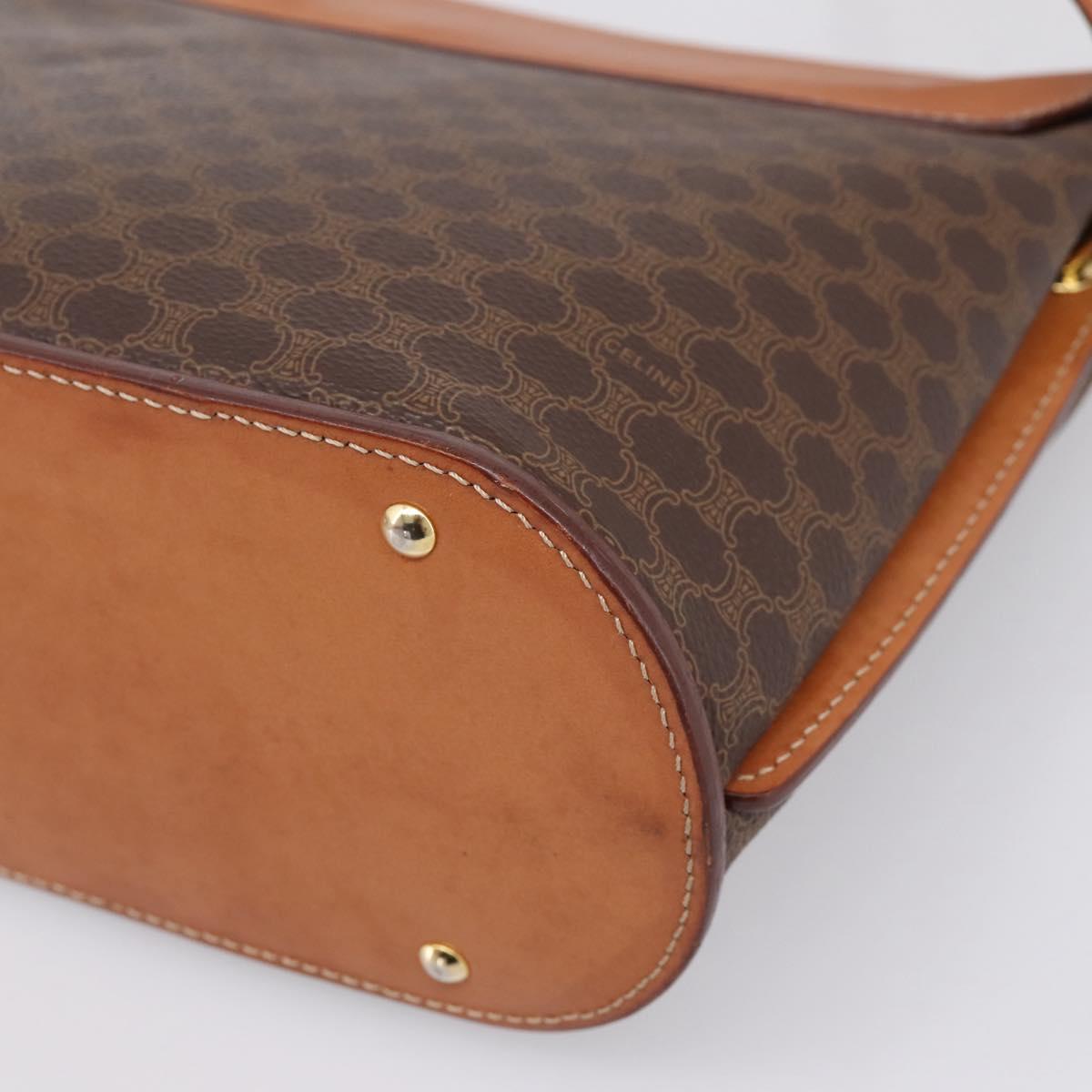 CELINE Macadam Canvas Shoulder Bag PVC Leather Brown Gold Auth mr2861