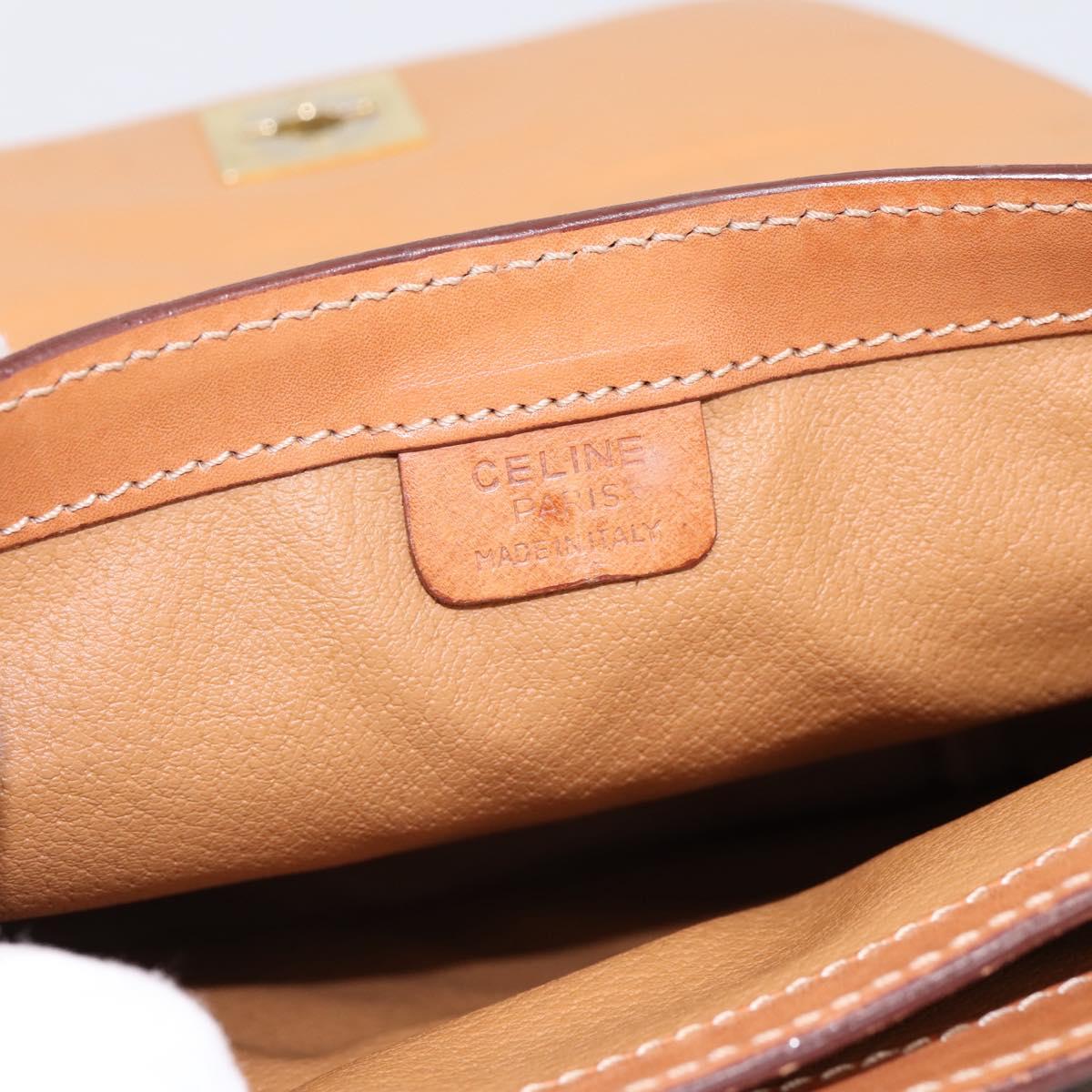 CELINE Macadam Canvas Shoulder Bag PVC Leather Brown Gold Auth mr2861