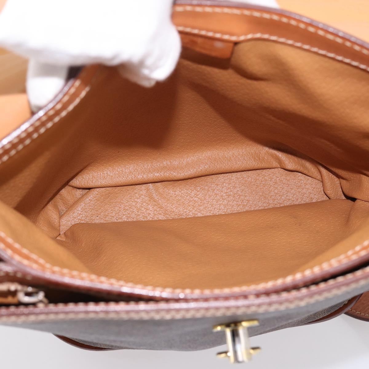 CELINE Macadam Canvas Shoulder Bag PVC Leather Brown Gold Auth mr2861