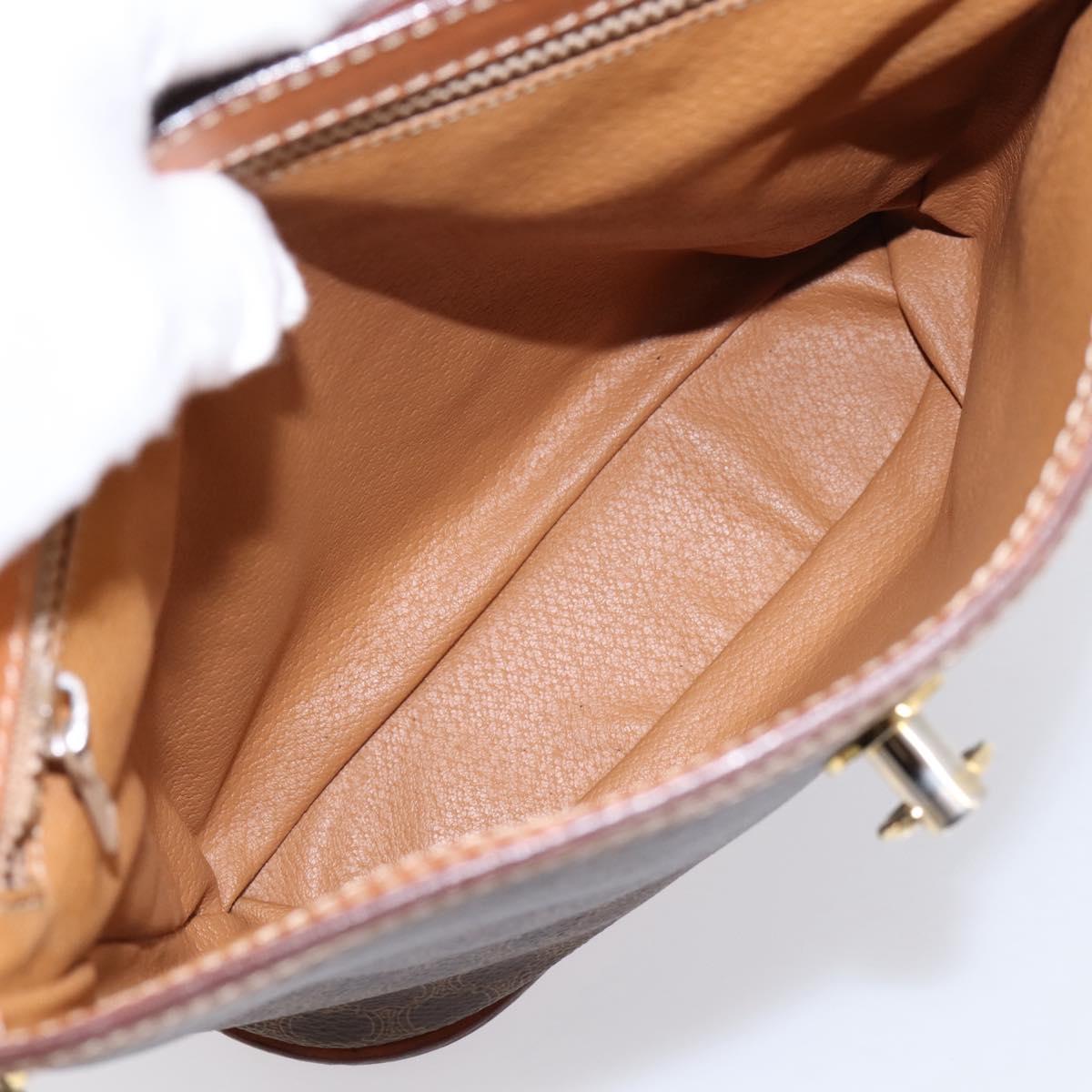 CELINE Macadam Canvas Shoulder Bag PVC Leather Brown Gold Auth mr2861