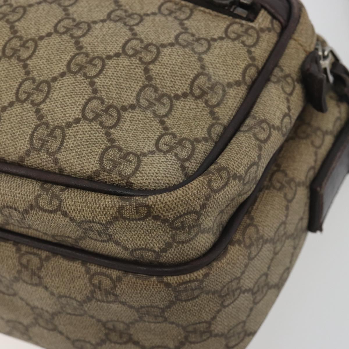 GUCCI GG Supreme Shoulder Bag PVC Beige Silver 114531 Auth mr2862
