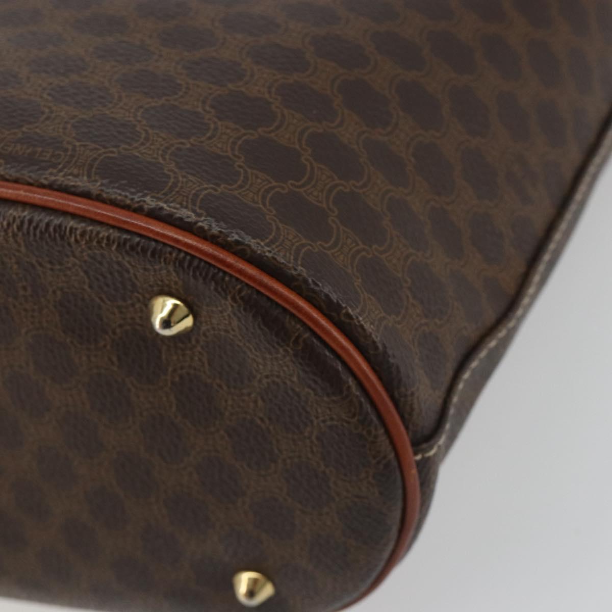 CELINE Macadam Canvas Tote Bag PVC Leather Brown Gold Auth mr2863