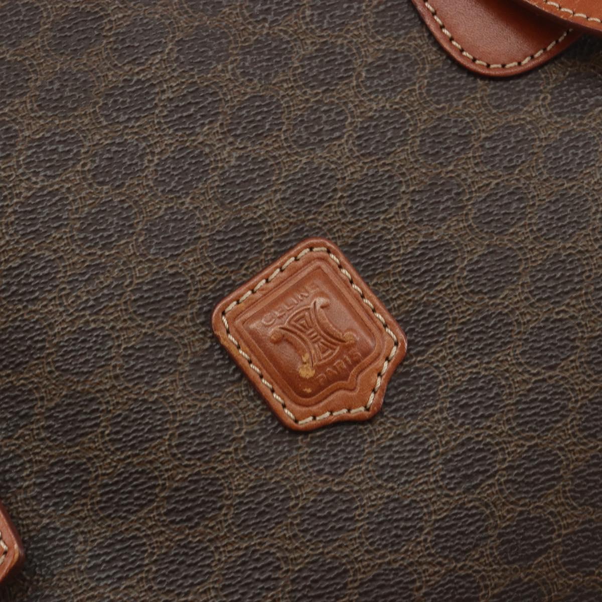 CELINE Macadam Canvas Tote Bag PVC Leather Brown Gold Auth mr2863