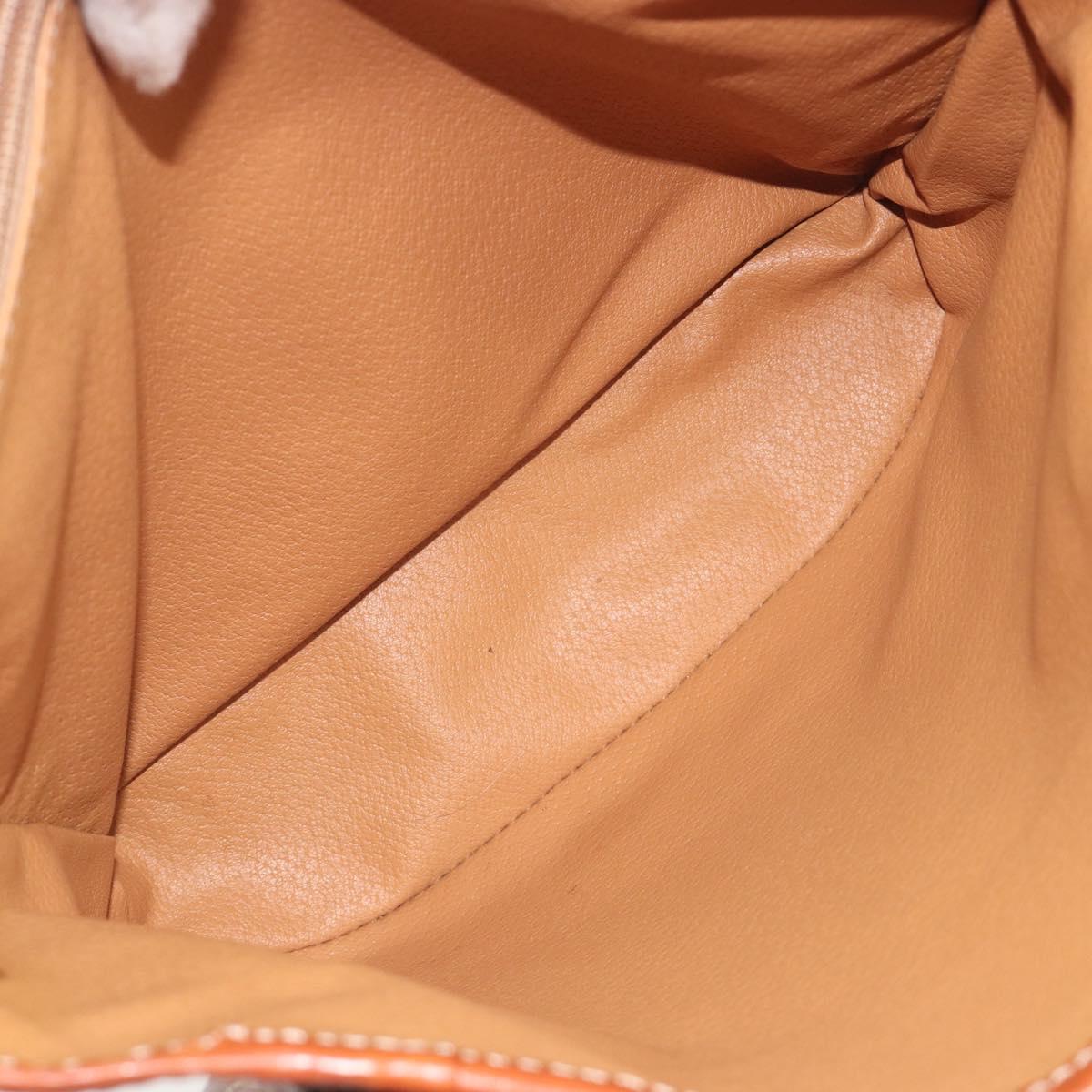 CELINE Macadam Canvas Tote Bag PVC Leather Brown Gold Auth mr2863