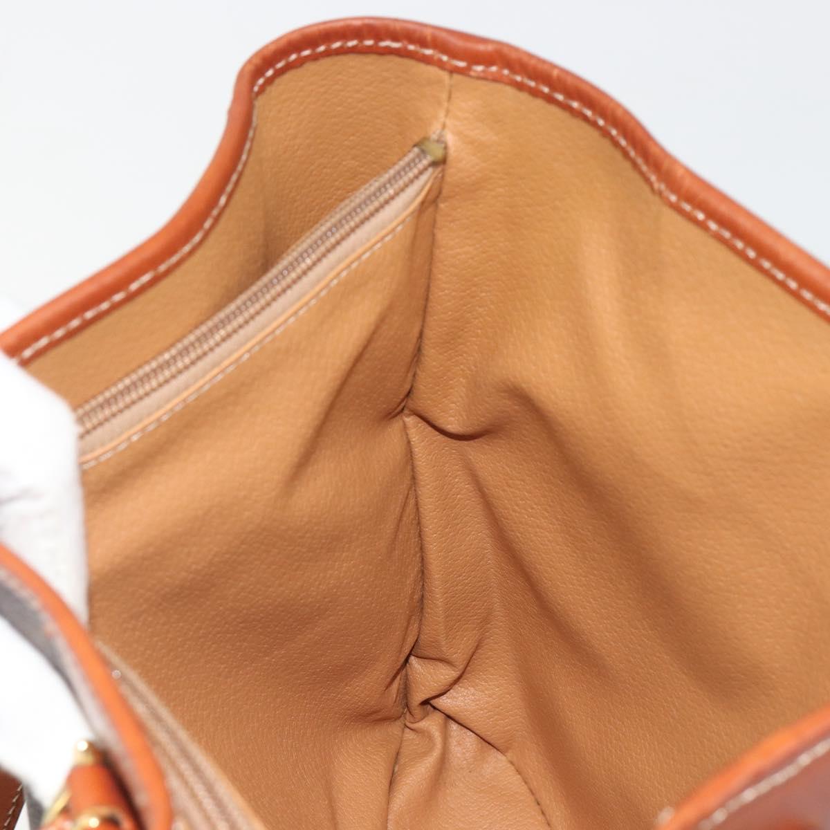 CELINE Macadam Canvas Tote Bag PVC Leather Brown Gold Auth mr2863