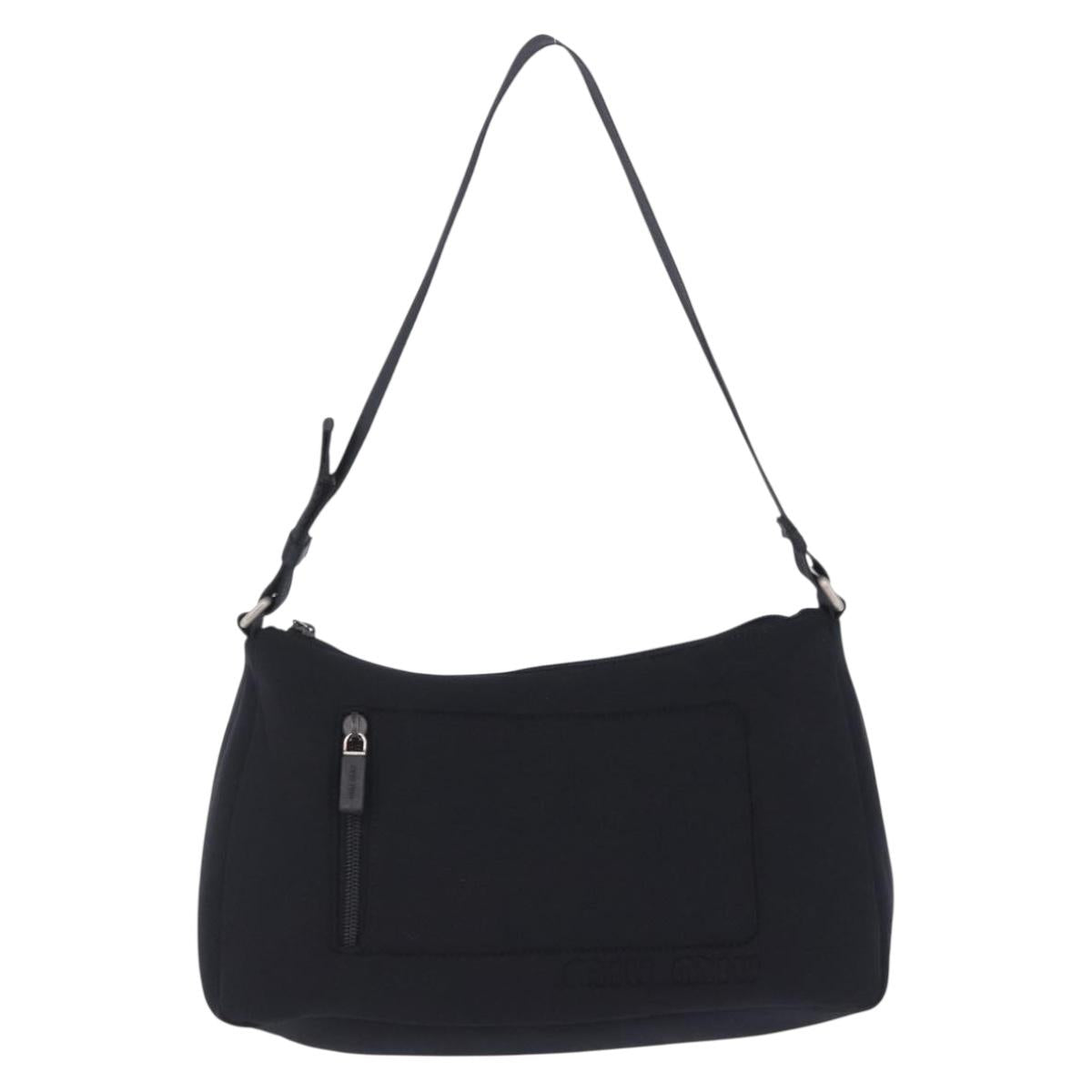 Miu Miu Shoulder Bag Nylon Black Silver Auth mr2866A