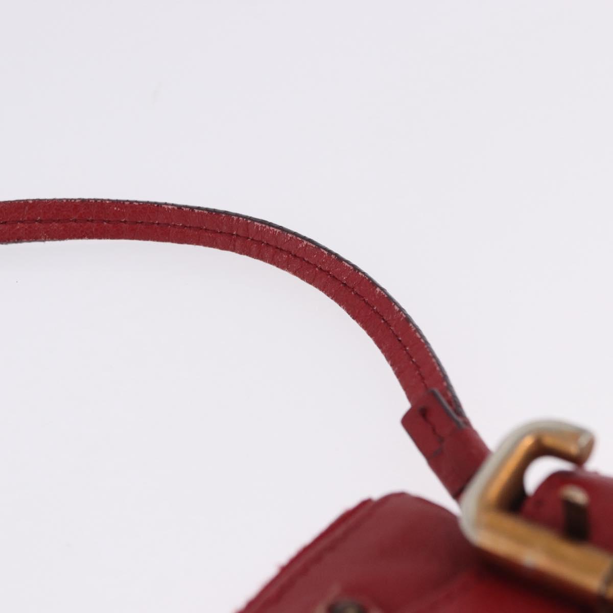Chloe Accessory Pouch Leather Red Gold Silver Auth mr2868A