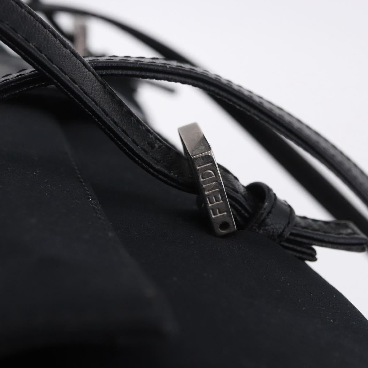 FENDI Zucchino Canvas Mamma Baguette Hand Bag Black Silver Auth mr2871A