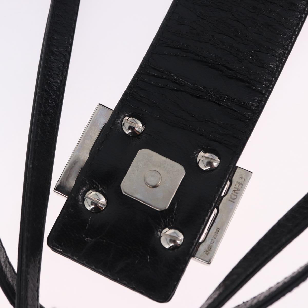 FENDI Zucchino Canvas Mamma Baguette Hand Bag Black Silver Auth mr2871A