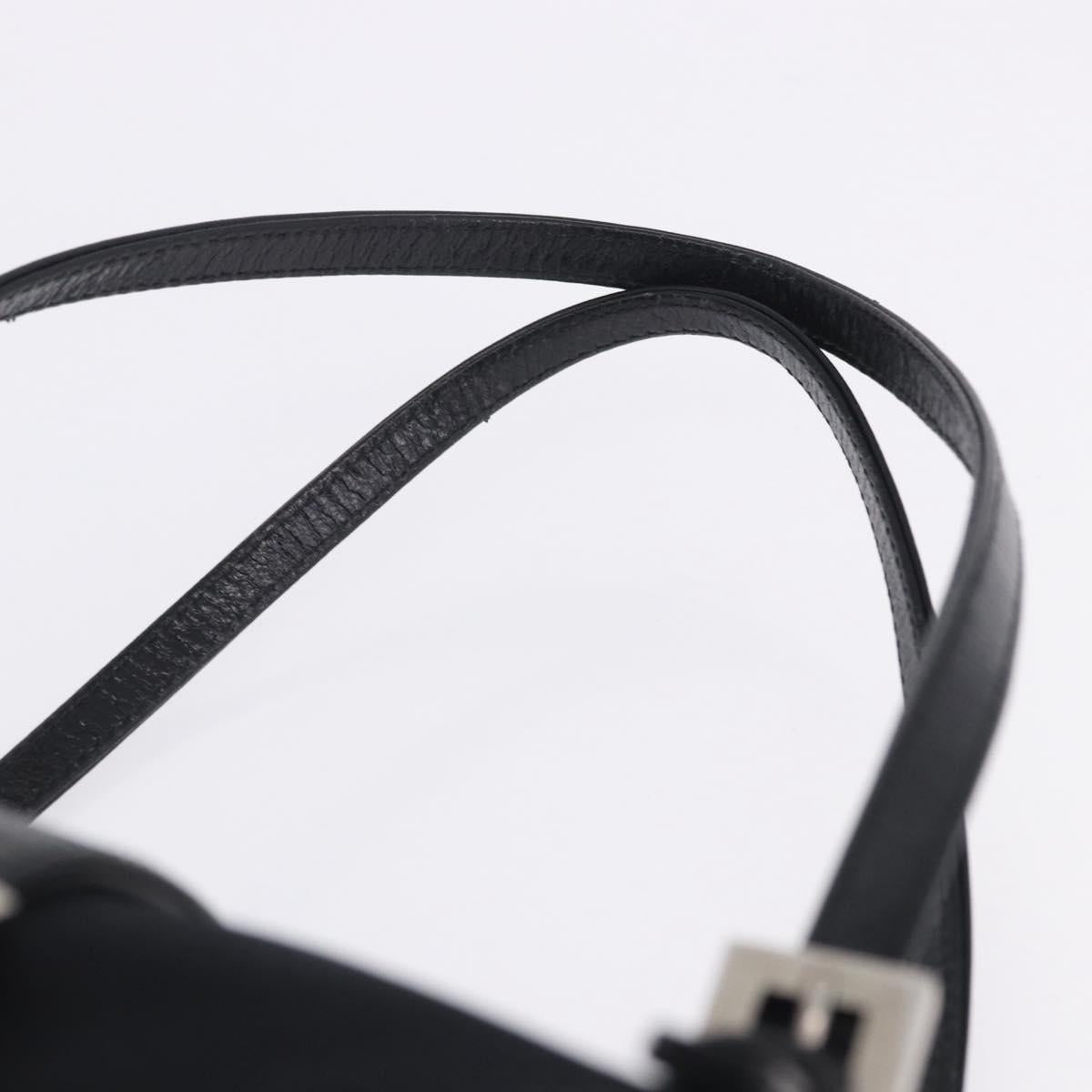 FENDI Zucchino Canvas Mamma Baguette Hand Bag Black Silver Auth mr2871A