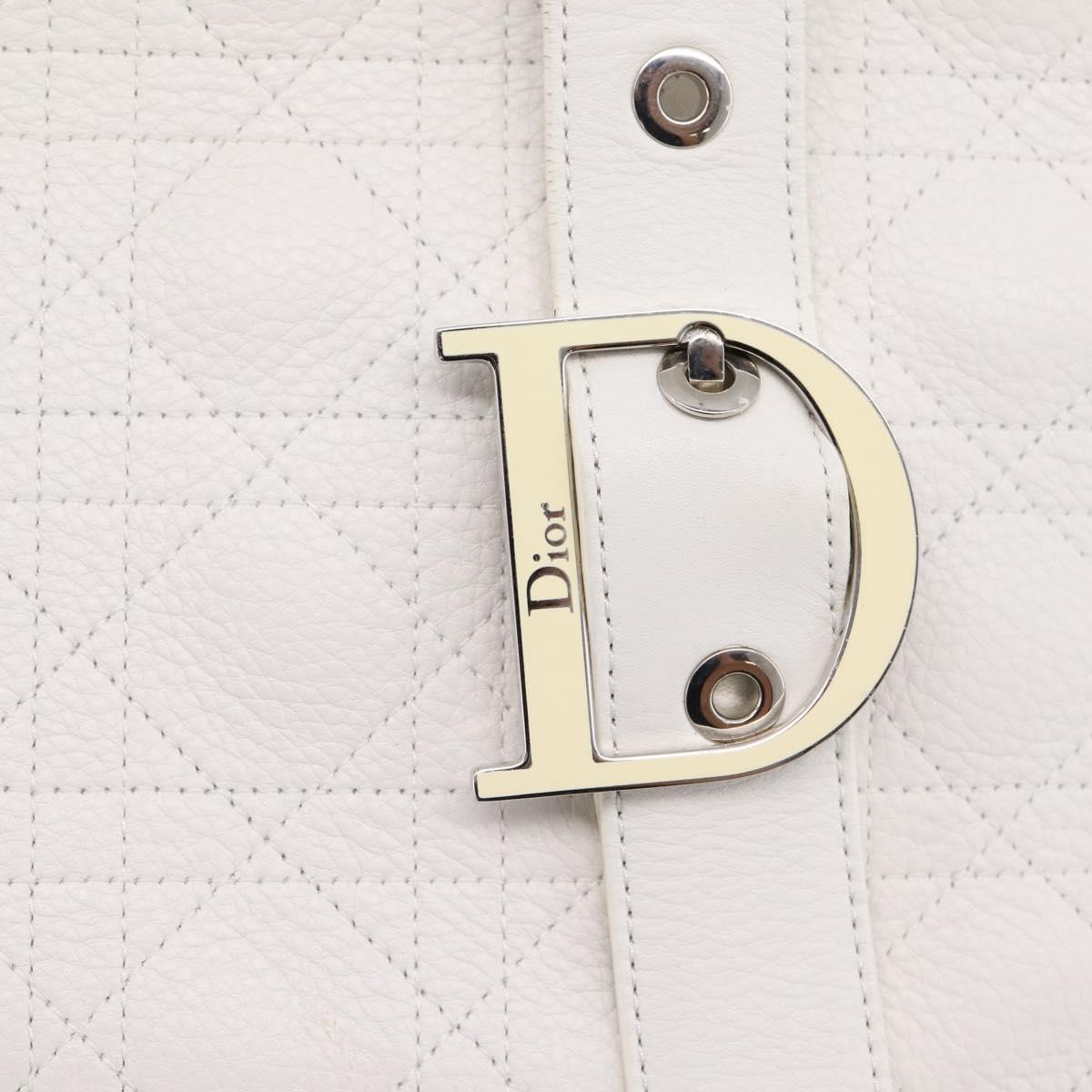 Christian Dior Canage Hand Bag Leather White Silver Auth mr2872V