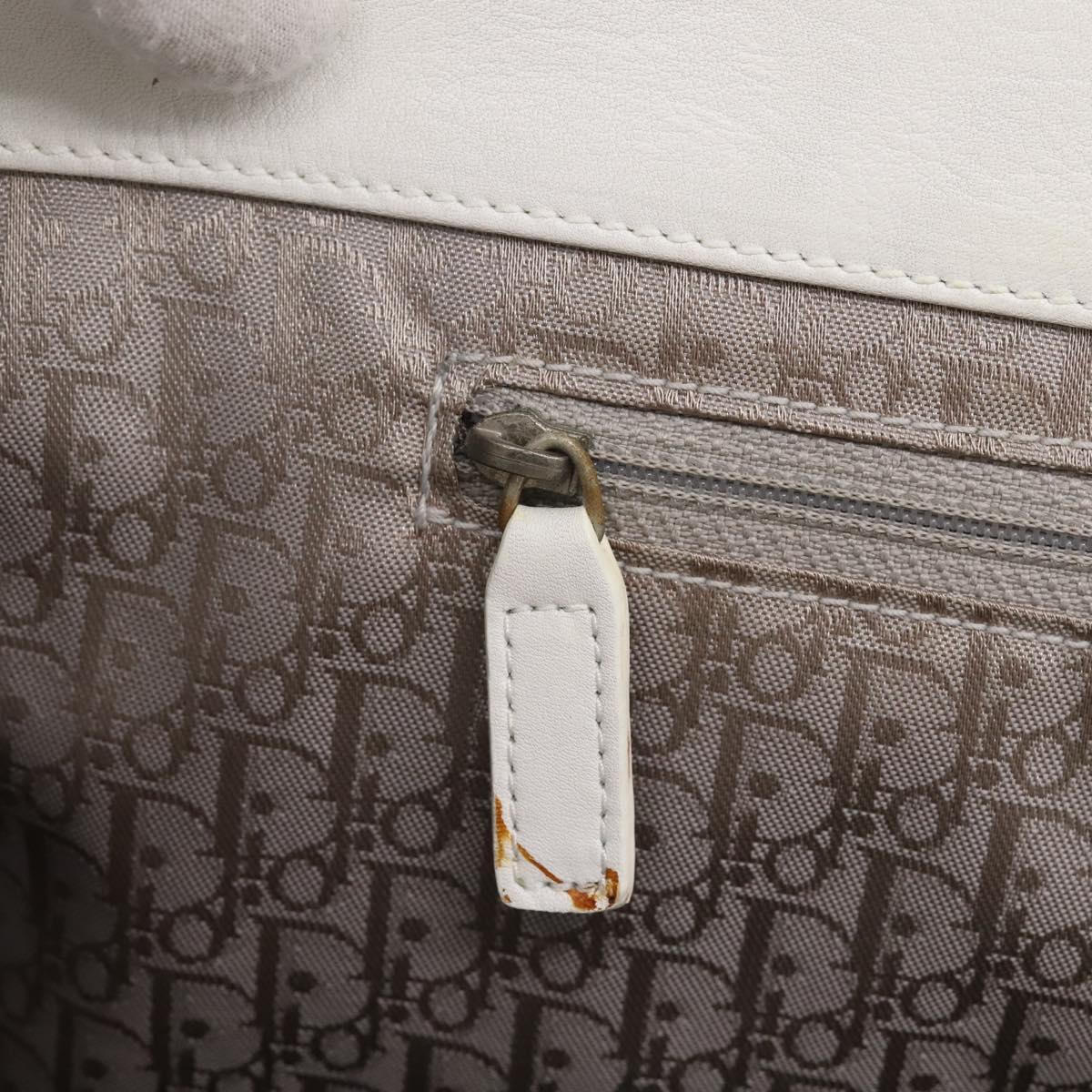 Christian Dior Canage Hand Bag Leather White Silver Auth mr2872V