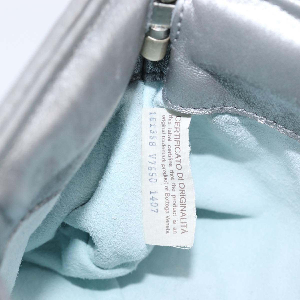 BOTTEGA VENETA INTRECCIATO Pouch Leather Silver 161358 Auth mr2873V