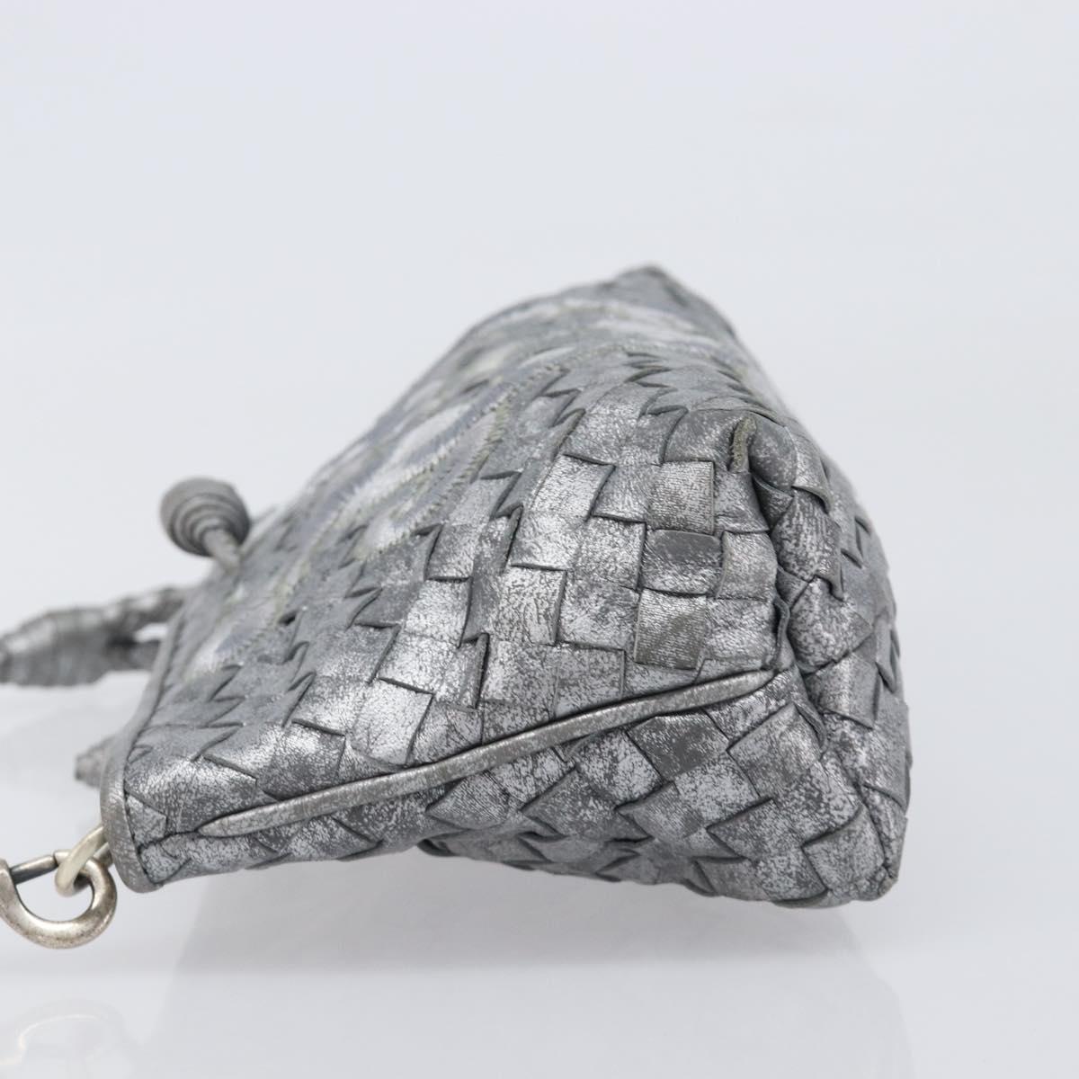 BOTTEGA VENETA INTRECCIATO Pouch Leather Silver 161358 Auth mr2873V