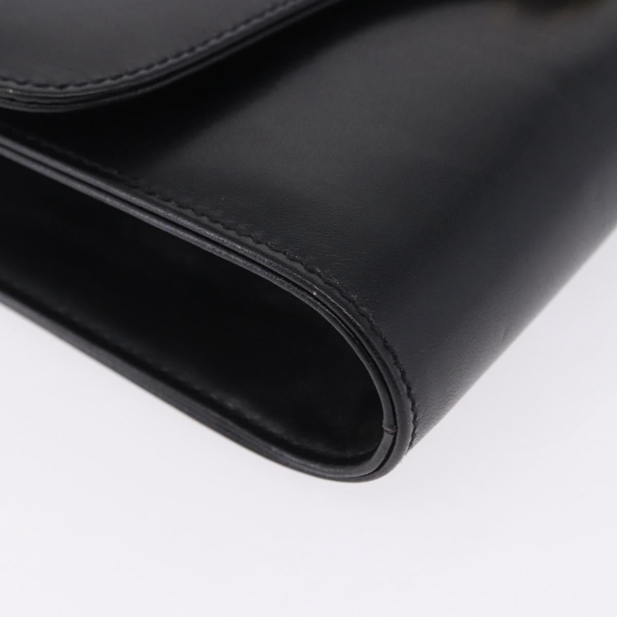 CELINE Chain Shoulder Bag Leather Black Gold Auth mr2876A
