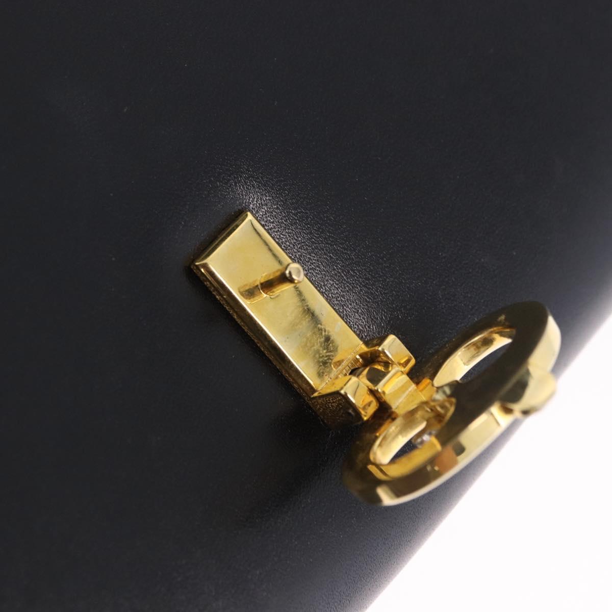 CELINE Chain Shoulder Bag Leather Black Gold Auth mr2876A
