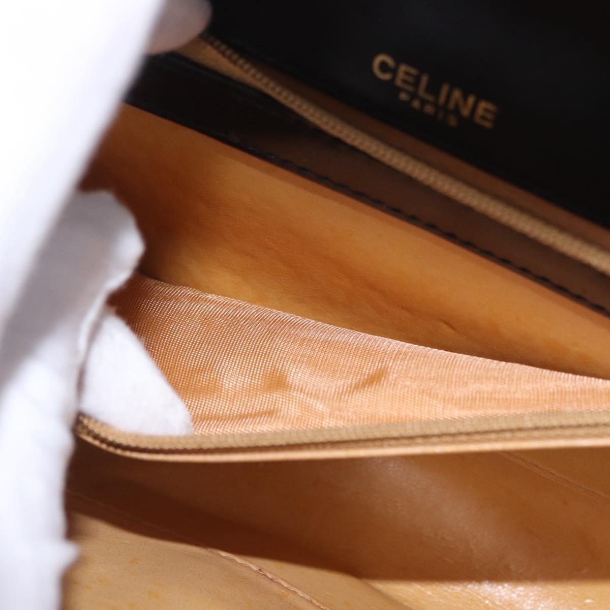 CELINE Chain Shoulder Bag Leather Black Gold Auth mr2876A