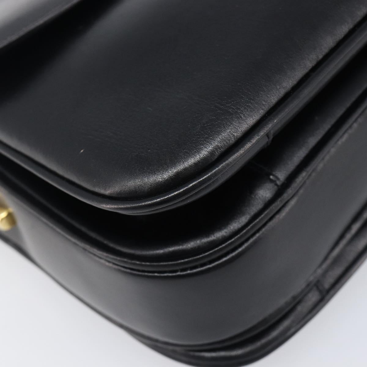 CELINE Shoulder Bag Leather Black Gold Auth mr2877
