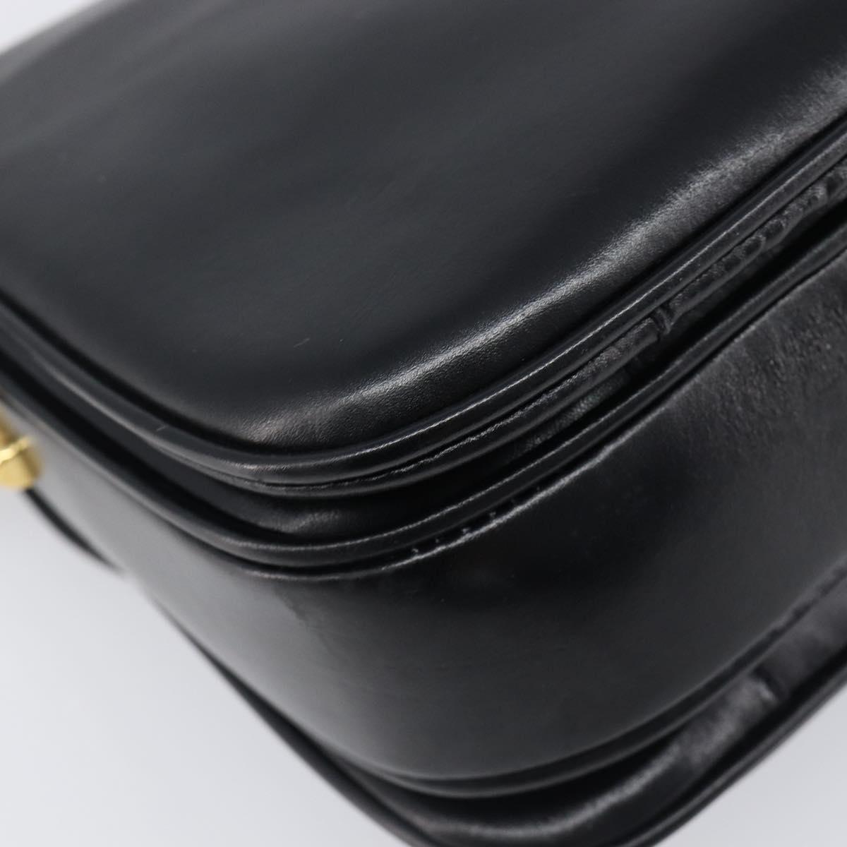 CELINE Shoulder Bag Leather Black Gold Auth mr2877