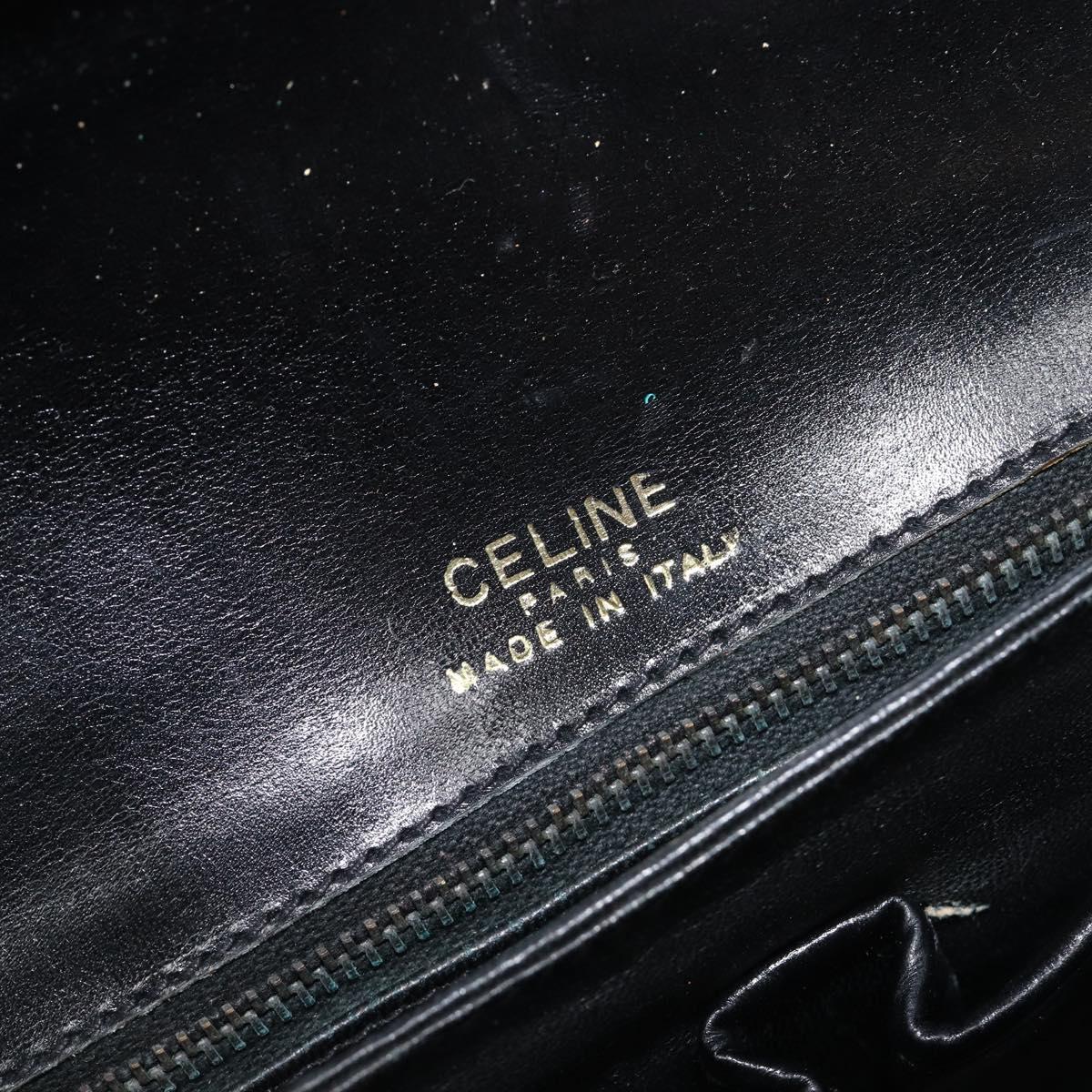 CELINE Shoulder Bag Leather Black Gold Auth mr2877