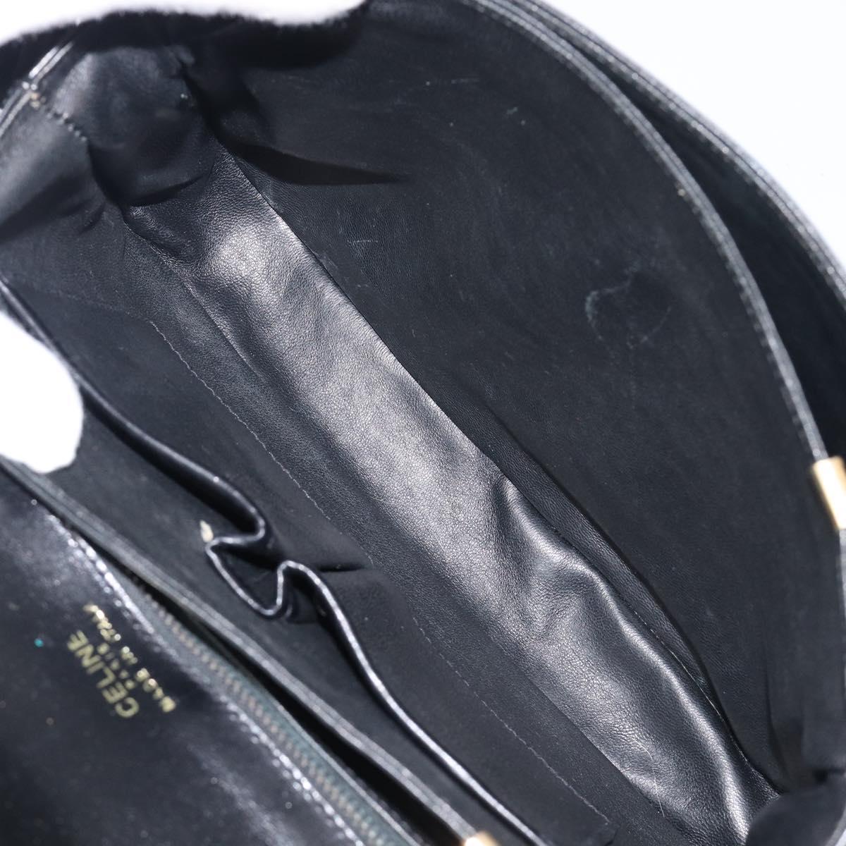 CELINE Shoulder Bag Leather Black Gold Auth mr2877