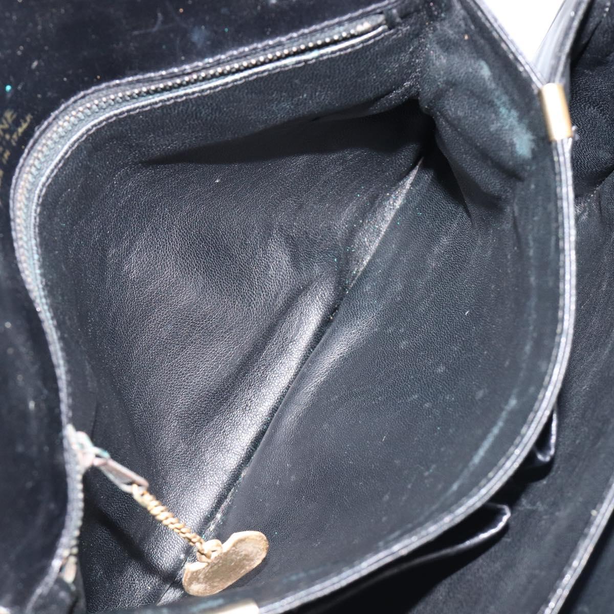 CELINE Shoulder Bag Leather Black Gold Auth mr2877