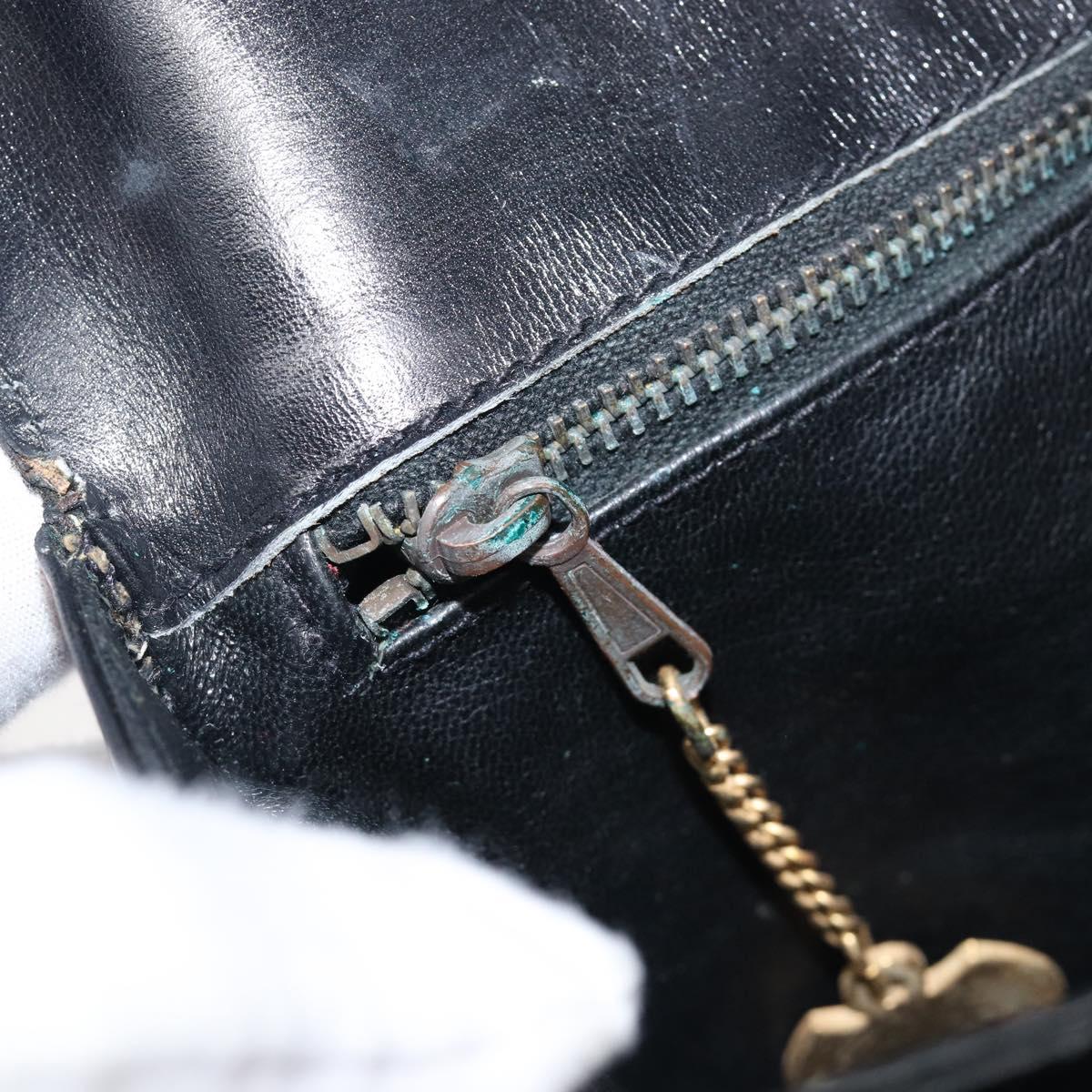 CELINE Shoulder Bag Leather Black Gold Auth mr2877