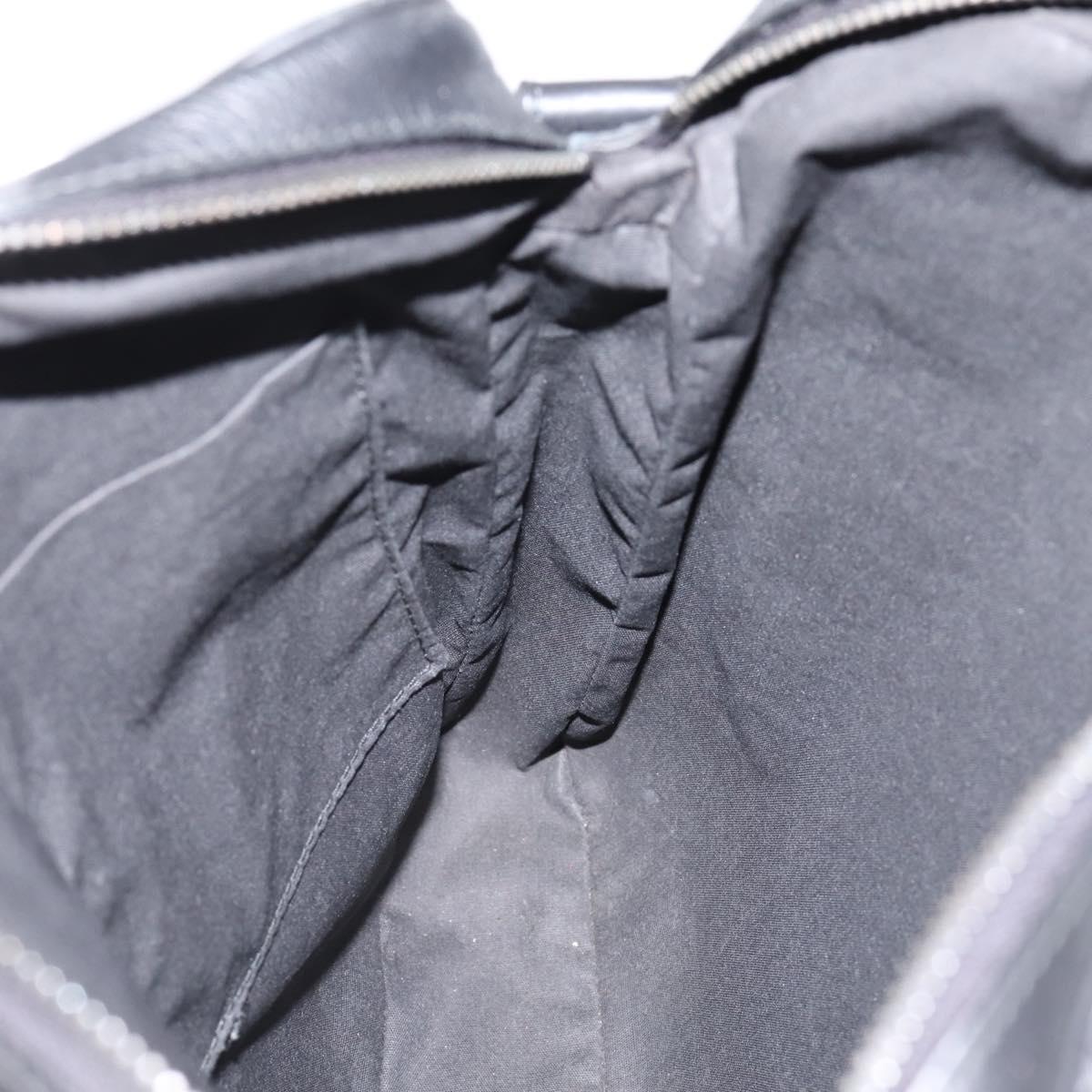 BOTTEGA VENETA INTRECCIATO Shoulder Bag Leather Black Silver Auth mr2878V