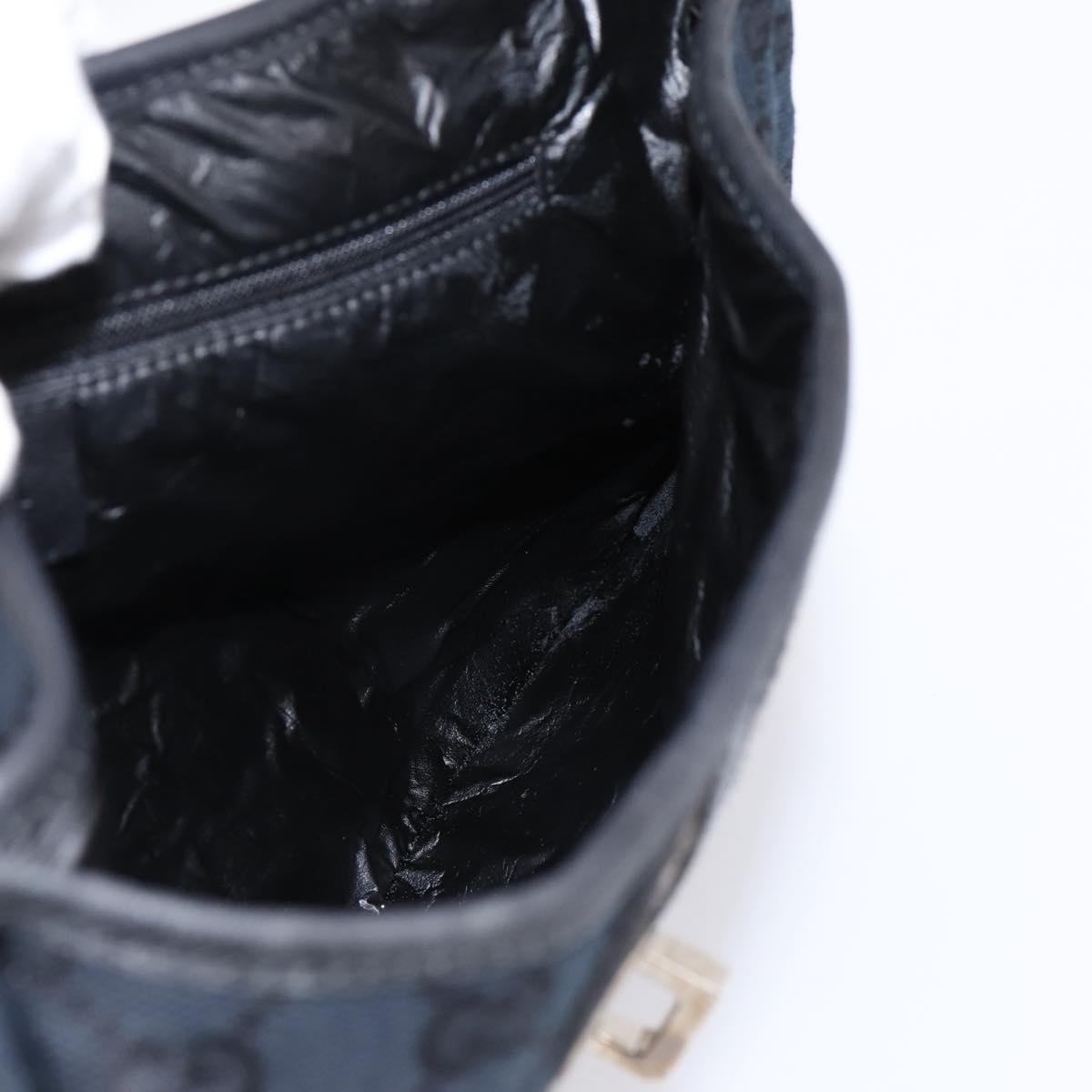 GUCCI GG Canvas Jackie Sherry Line Hand Bag Black Silver 001 4057 Auth mr2879A