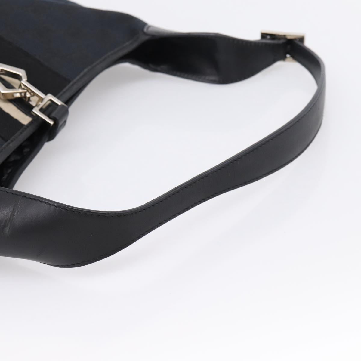 GUCCI GG Canvas Jackie Sherry Line Hand Bag Black Silver 001 4057 Auth mr2879A