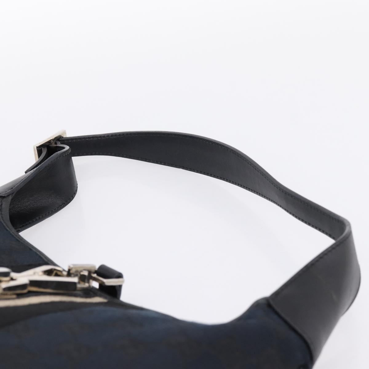 GUCCI GG Canvas Jackie Sherry Line Hand Bag Black Silver 001 4057 Auth mr2879A