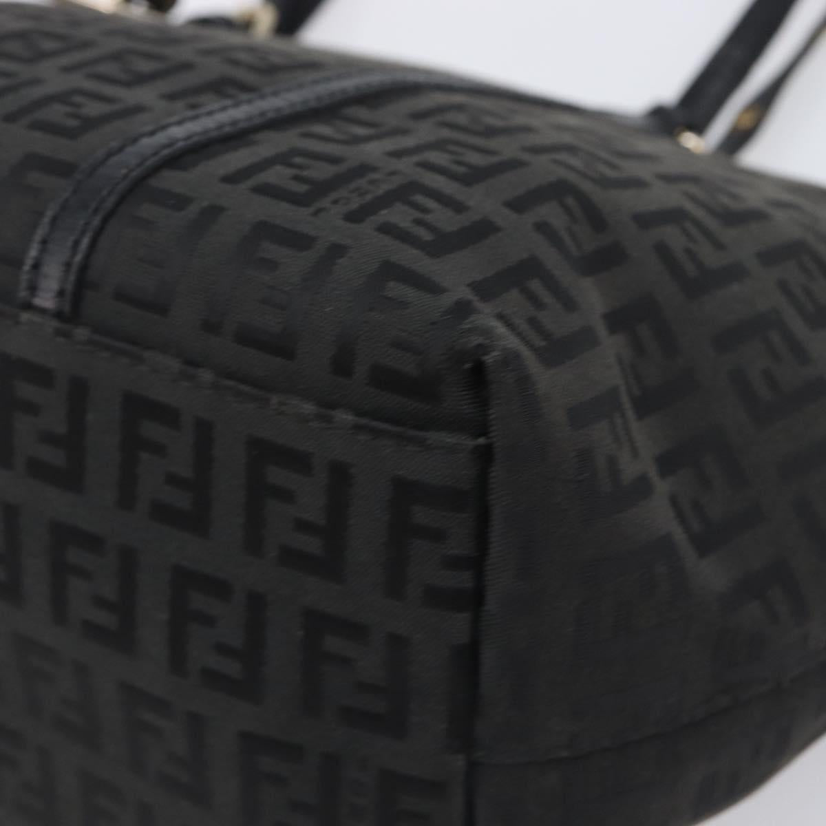 FENDI Zucchino Canvas Hand Bag Black Gold Auth mr2880A