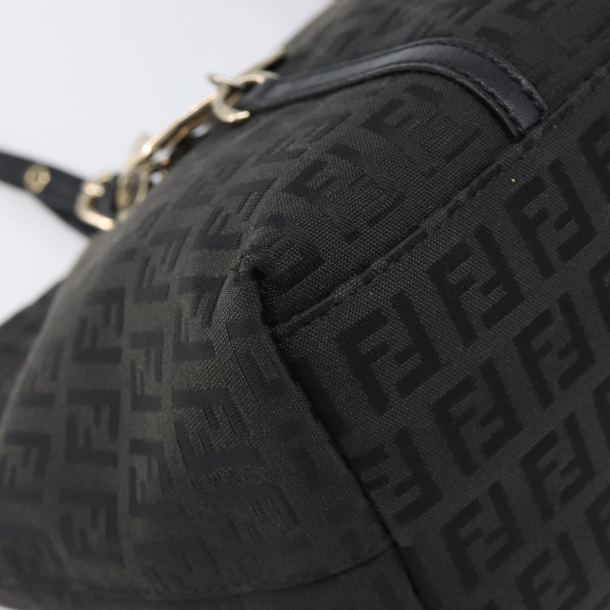 FENDI Zucchino Canvas Hand Bag Black Gold Auth mr2880A