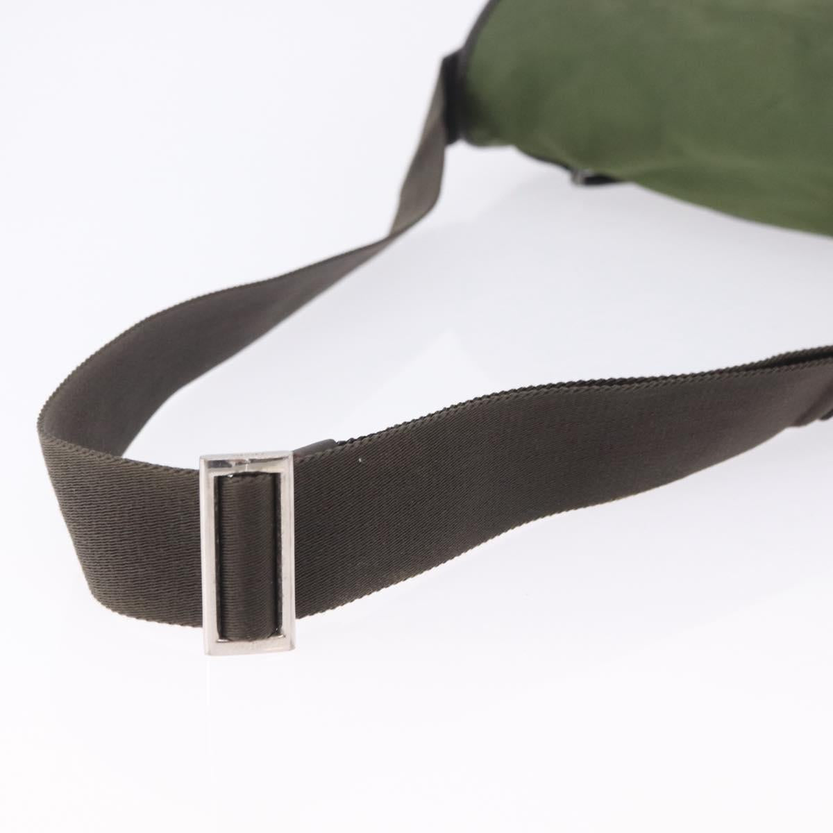 PRADA Shoulder Bag Nylon Khaki Silver Auth mr2884