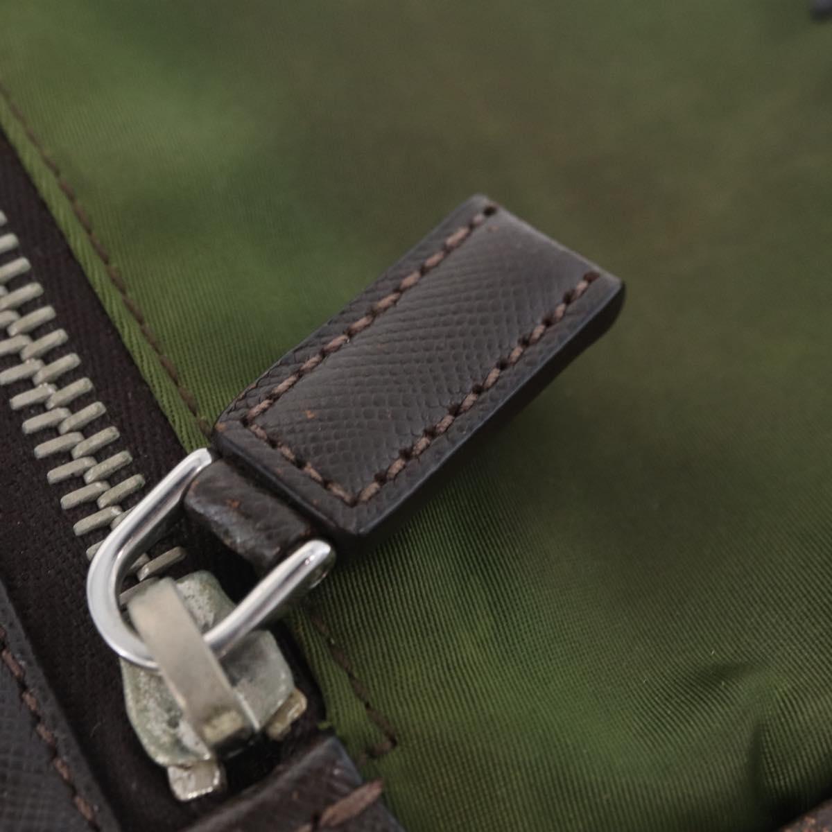 PRADA Shoulder Bag Nylon Khaki Silver Auth mr2884