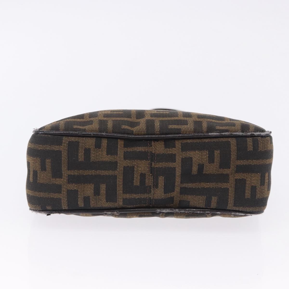 FENDI Zucca Canvas Hand Bag Black Brown Auth mr2886A