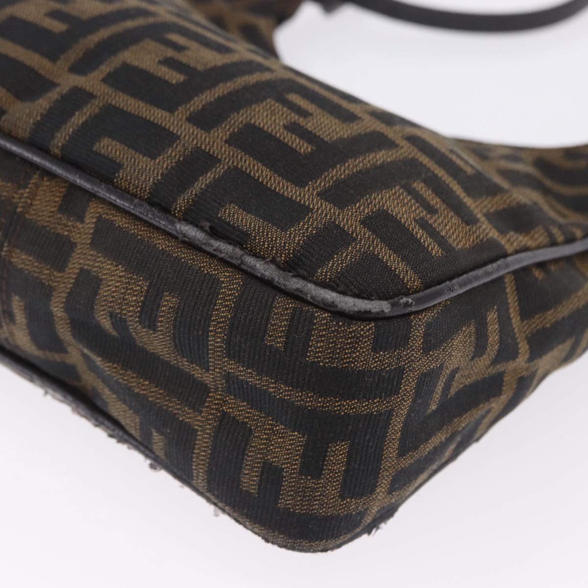 FENDI Zucca Canvas Hand Bag Black Brown Auth mr2886A