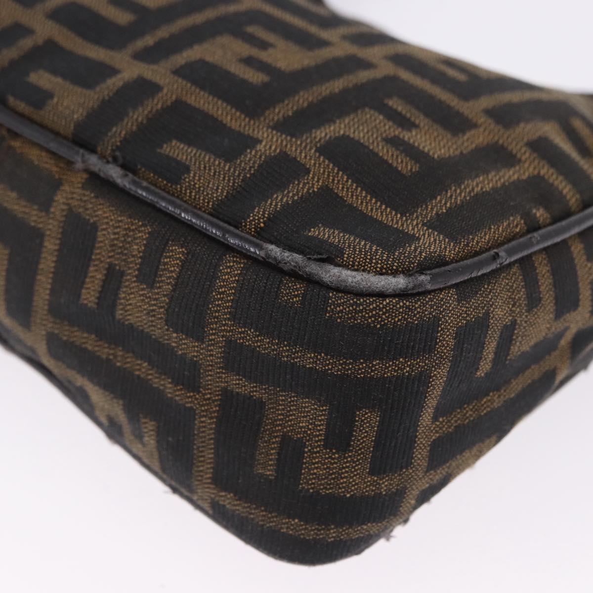FENDI Zucca Canvas Hand Bag Black Brown Auth mr2886A