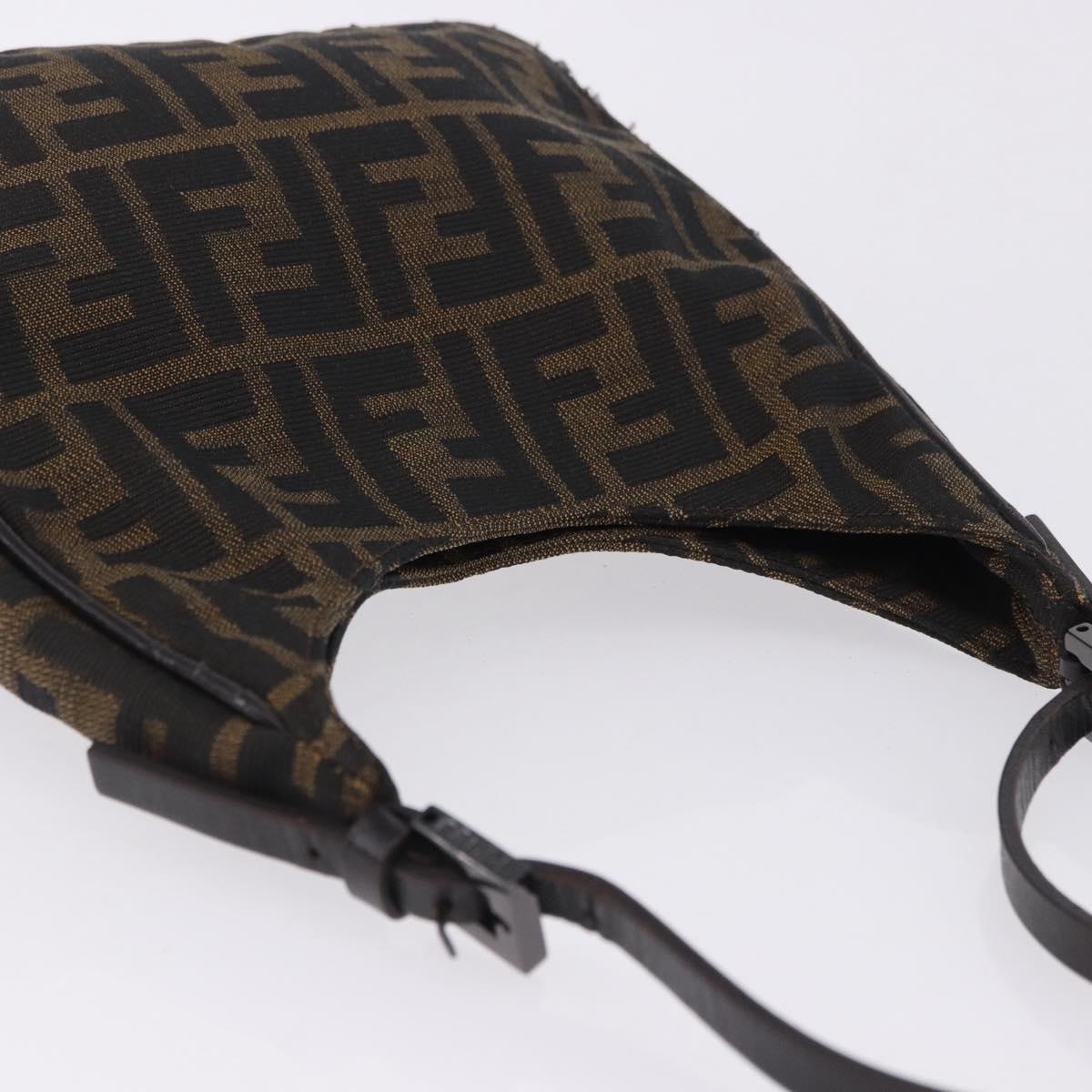 FENDI Zucca Canvas Hand Bag Black Brown Auth mr2886A