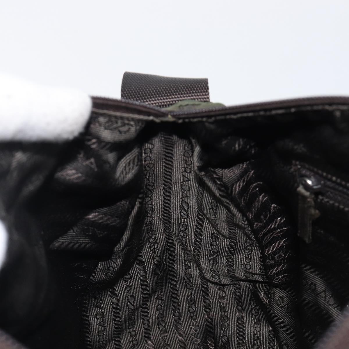 PRADA Shoulder Bag Nylon Khaki Silver Auth mr2887