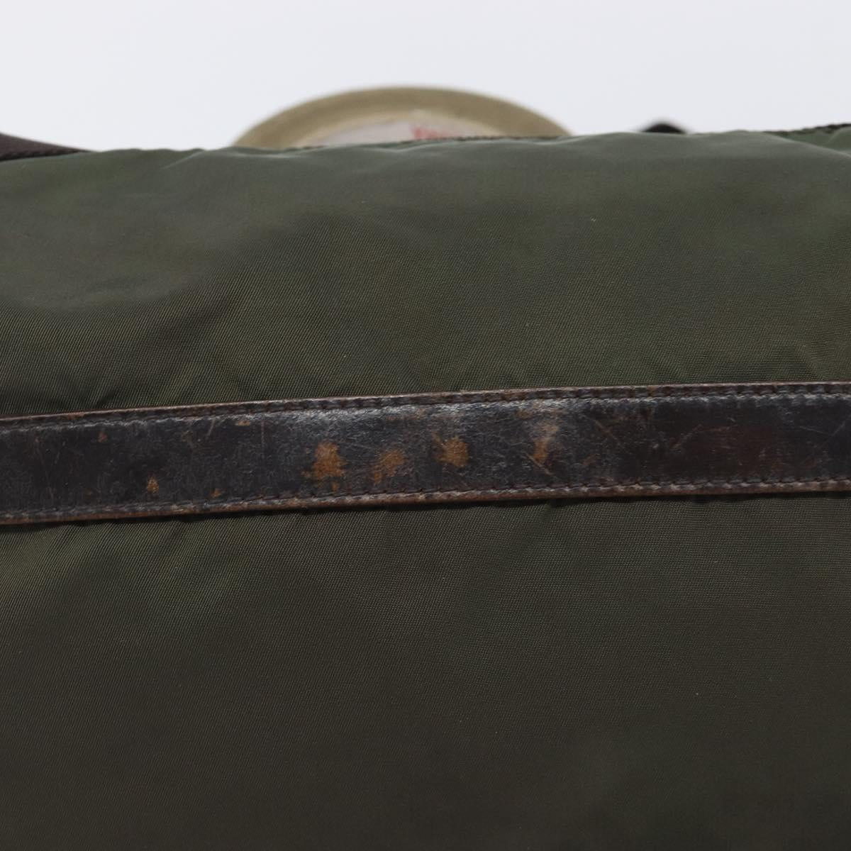 PRADA Shoulder Bag Nylon Khaki Silver Auth mr2887