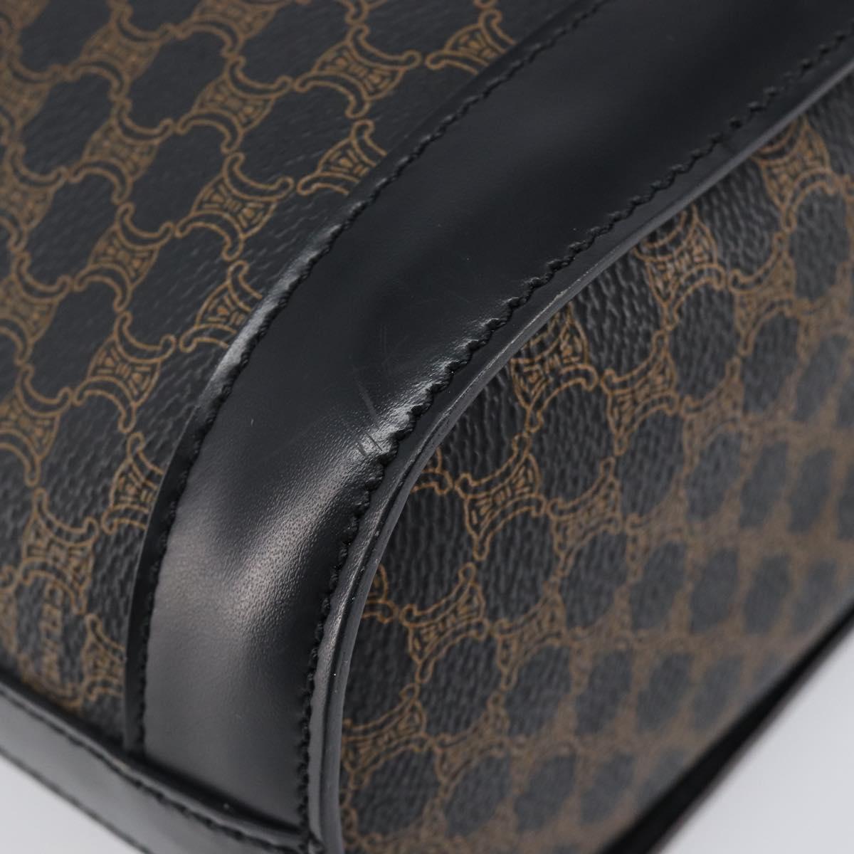 CELINE Macadam Canvas Hand Bag PVC Leather Black Gold Auth mr2888A