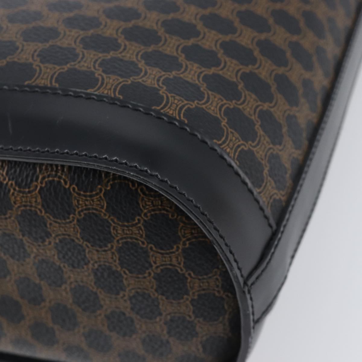 CELINE Macadam Canvas Hand Bag PVC Leather Black Gold Auth mr2888A