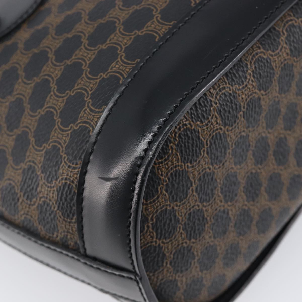 CELINE Macadam Canvas Hand Bag PVC Leather Black Gold Auth mr2888A