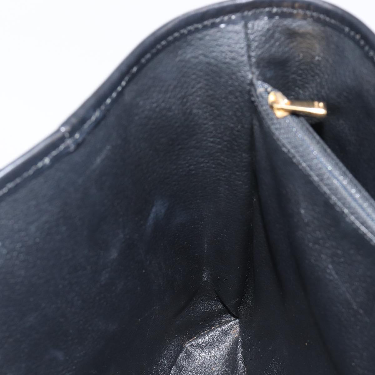 CELINE Macadam Canvas Hand Bag PVC Leather Black Gold Auth mr2888A