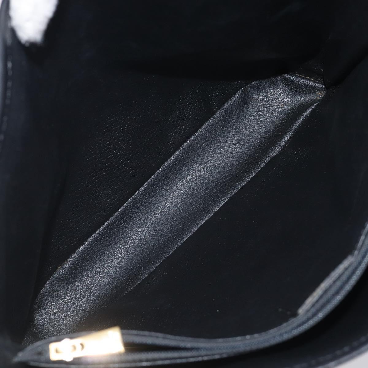CELINE Macadam Canvas Hand Bag PVC Leather Black Gold Auth mr2888A